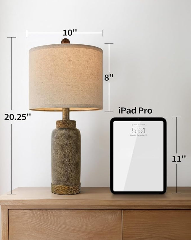 Table Lamp for Bedroom Living Room 20.25" Farmhouse Rustic Vintage Small Lamps Bedside Nightstand Light Home Office Desk Retro Mysterious East Style Deco (Antique Black) - LeafyLoom