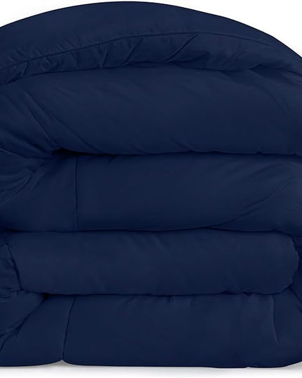 Utopia Bedding All Season 250 GSM Comforter - Plush Siliconized Fiberfill Comforters Queen Size - Box Stitched (Full/Queen, Navy) - LeafyLoom