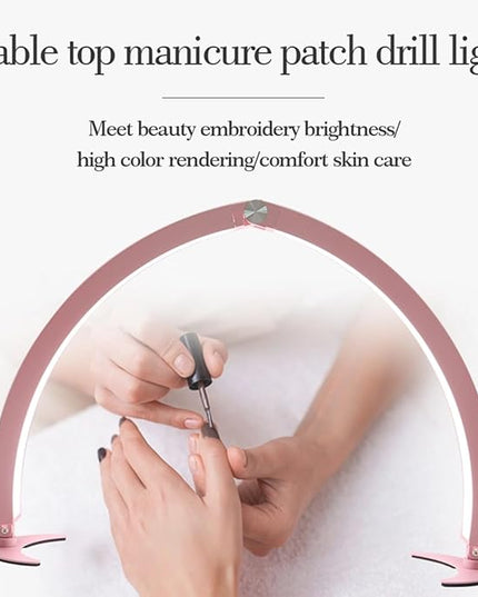 Yoidesu Half Moon Nail Desk Lamp, 27.5inch 3200K to 5600K Dimmable LED Lash Light 40W 320LED 2000LM Beauty Light for Skincare Eyebrows Nail Art Tattoo Facial Spa, Adjust Brightness - LeafyLoom