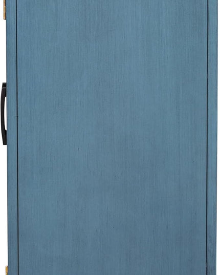 60" Retro Mirrored Buffet Sideboard with Metal Pulls,Accent Farmhouse-Style Wooden Storage Cabinet,W/ 4-Door,for Hallway,Entryway,Bedroom and Living Room,Navy - LeafyLoom
