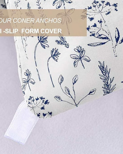 Nanko Blue Floral Comforter Set King Size 3 Pcs, White Flower Leaf Printed Pattern Spring Soft Microfiber Alternative Duvet, Vintage Farmhouse Lightweight Bedding Set Bed in a Bag for Women Men 104x90 - LeafyLoom