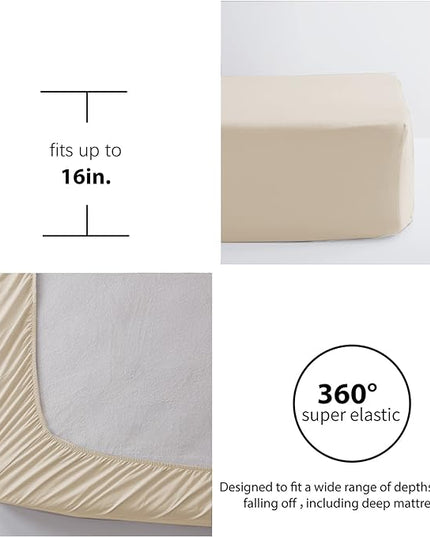 Anluoer King Bed in a Bag 7 Pieces, Beige Tufted Comforter Set with comforters and sheets, All Season Bedding Sets with 1 Comforter, 2 PillowShams, 2 Pillowcases, 1 Flat Sheet, 1 Fitted Sheet - LeafyLoom