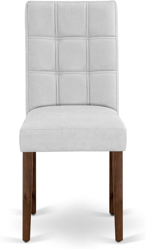 East West Furniture ANAS3-AWA-27 3 Piece Modern Dining Set consists A Dinning Table and 2 Light Gray Faux Leather Dinner Chairs, Antique Walnut, 36x36 Inch - LeafyLoom