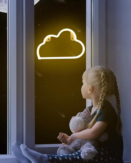 VagaryLight Cloud Neon Sign Cloud Light Aesthetic Room Decor for Teen Girls Warm White Cloud Wall Decorative Night Light for Bedroom Kids Room Home Decor Neon Light Battery and USB Powered (NECLD) - LeafyLoom