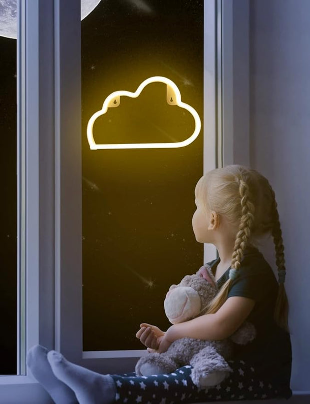 VagaryLight Cloud Neon Sign Cloud Light Aesthetic Room Decor for Teen Girls Warm White Cloud Wall Decorative Night Light for Bedroom Kids Room Home Decor Neon Light Battery and USB Powered (NECLD) - LeafyLoom