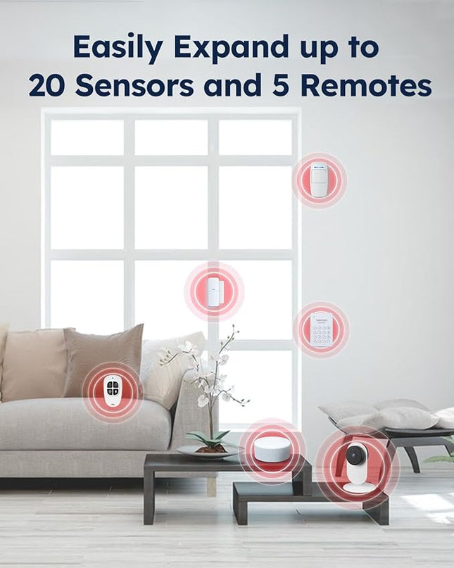 WiFi Door Alarm System, Wireless DIY Smart Home Security System, with Phone APP Alert, 8 Pieces-Kit (Alarm Siren, Door Window Sensor, Remote), Work with Alexa, for House, Apartment, by tolviviov tolviviovDirect
