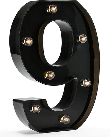 Light Up Black Alphabet Marquee Number Sign LED Marquee Number Lights Sign for Night Light Home Bar Christmas Lamp Birthday Party Wedding Decoration 9 - LeafyLoom