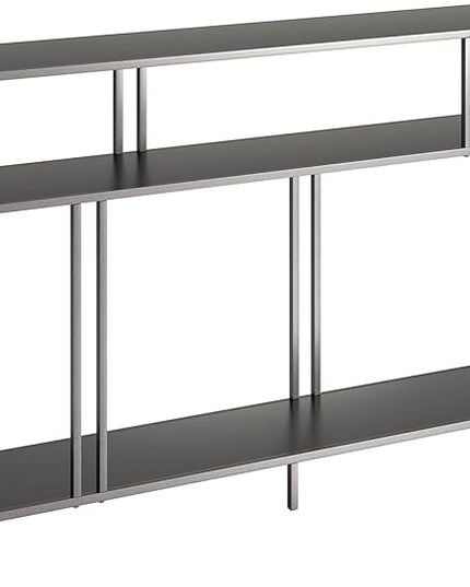 Henn&Hart 48" Wide Rectangular Console Table with Metal Shelves in Gunmetal Gray, Entryway Table, Accent Table for Living Room, Hallway - LeafyLoom