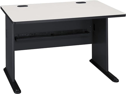 Bush Business Furniture Series A 48W Computer Desk in White Spectrum and Slate, Small Office Table for Home or Professional Workspace - LeafyLoom