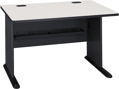 Bush Business Furniture Series A 48W Computer Desk in White Spectrum and Slate, Small Office Table for Home or Professional Workspace - LeafyLoom
