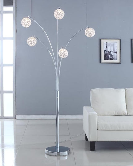 Artiva USA A511118FSN Manhattan Modern Crystal Floor Lamp, 84"H, Chrome, White - LeafyLoom