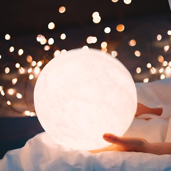 Mom Birthday Gifts, 3D Moon Lamp with Wooden Base, Valentines Day Mothers Day Christmas Gifts for Mom from Daughter Son - LeafyLoom