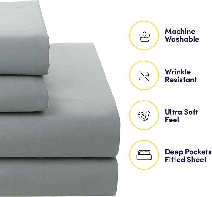 Sweet Home Collection 5 Piece Comforter Set Bag Solid Color All Season Soft Down Alternative Blanket & Luxurious Microfiber Bed Sheets, Florence, Twin - LeafyLoom