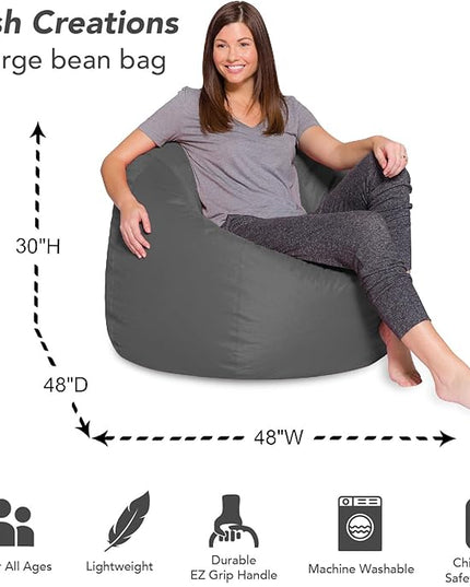 Posh Bean Bag Chair for Children, Teens & Adults - 35", Heather Gray - LeafyLoom