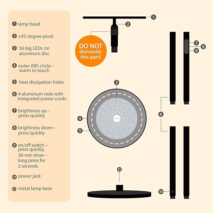 TROND Floor Lamp, 5000LM Super Bright Sky LED Modern Torchiere Standing Lamp, 3000K Warm White Light, 5-Level Dimmable, Modular 71 in Tall Pole Light, 30-Minute Timer for Living Room, Bed Room - LeafyLoom