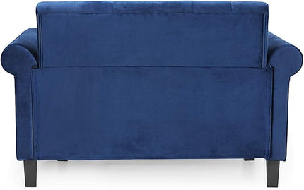Furinno Bastia Vintage Modern Chesterfield Button Tufted Loveseat/Sofa Couch for Living Room, Navy Velvet - LeafyLoom