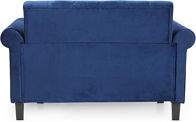 Furinno Bastia Vintage Modern Chesterfield Button Tufted Loveseat/Sofa Couch for Living Room, Navy Velvet - LeafyLoom