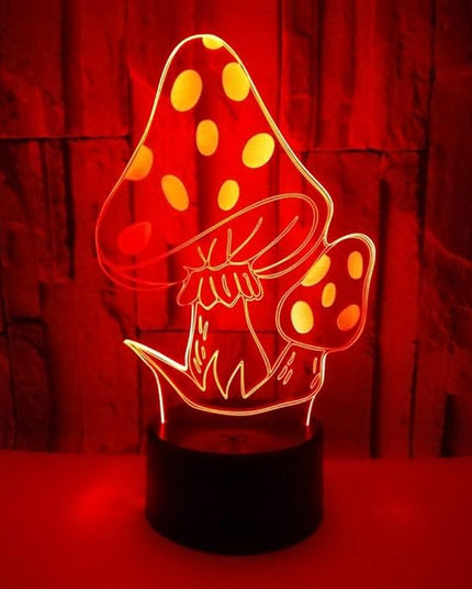 Magic Mushrooms 3D LED Table Lamp Psychedelic Mushrooms Night Light Optical Visual Illusion Home Decor Lighting - LeafyLoom