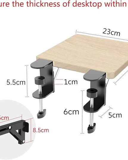 Ergonomics Desk Extender Tray, 9.5"x9.1" Punch-Free Clamp on, Foldable Keyboard Drawer Tray, Table Mount Arm Wrist Rest Shelf, Computer Elbow Arm Support - LeafyLoom