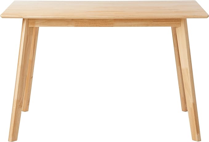 Amazon Basics FSC Certified Solid Wood Kitchen Rectangular Dining Table, Natural Wood, 29.5"D x 47.2"W x 29.5"H - LeafyLoom