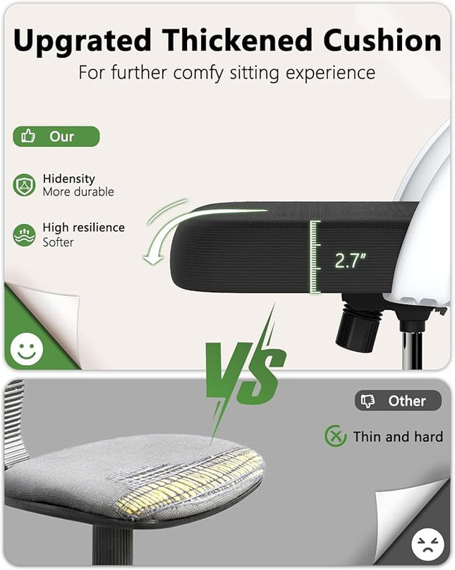 Home Office Desk Chairs, High Back Ergonomic Computer Chair with Flip-up Armrests, Lumbar Support, Mesh Executive Task Chair with Adjustable Headrest, White - LeafyLoom