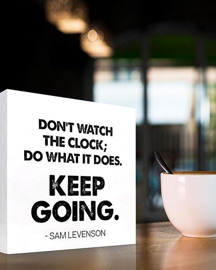 Keep Going Wood Box Signs,Inspirational Quote Wood Plaque Sign Desk Decor,Rustic Motivational Wooden Block Sign Decor for Home Office Shelf Desk Table Decoration C1069 - LeafyLoom