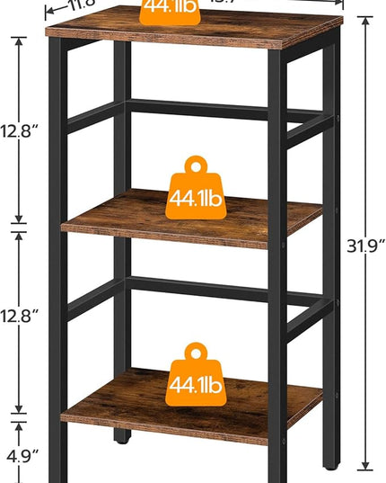 HOOBRO 3 Tier Bookshelf, Narrow Bookshelf, Record Storage Rack with Side Fence, Wooden Free-Standing Shelf Units, Narrow Display Shelf for Living Room, Bedroom, Classroom, Rustic Brown BF80CJ01 - LeafyLoom
