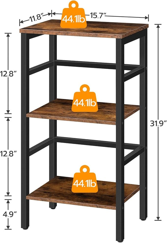 HOOBRO 3 Tier Bookshelf, Narrow Bookshelf, Record Storage Rack with Side Fence, Wooden Free-Standing Shelf Units, Narrow Display Shelf for Living Room, Bedroom, Classroom, Rustic Brown BF80CJ01 - LeafyLoom