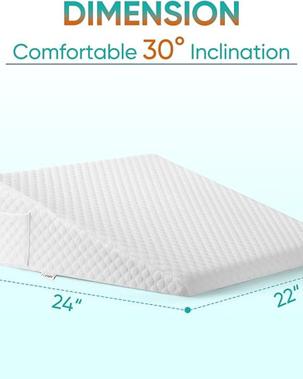 Bed Wedge Pillow for After Surgery Premium 7.5" Wedge Pillow for Sleeping with Memory Foam Top, Triangle Pillow Wedge for Acid Reflux Snoring Post Surgery Leg Elevation Back & Knee Pain Relief -White - LeafyLoom