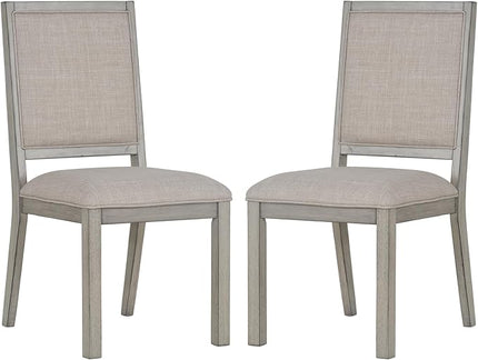 COLAMY Wood Dining Chairs Set of 2, Mid Century Modern Upholstered Kitchen Chairs,19 Inch Fabric Dining Chair with Back for Kitchen Dining Room,Grey - LeafyLoom