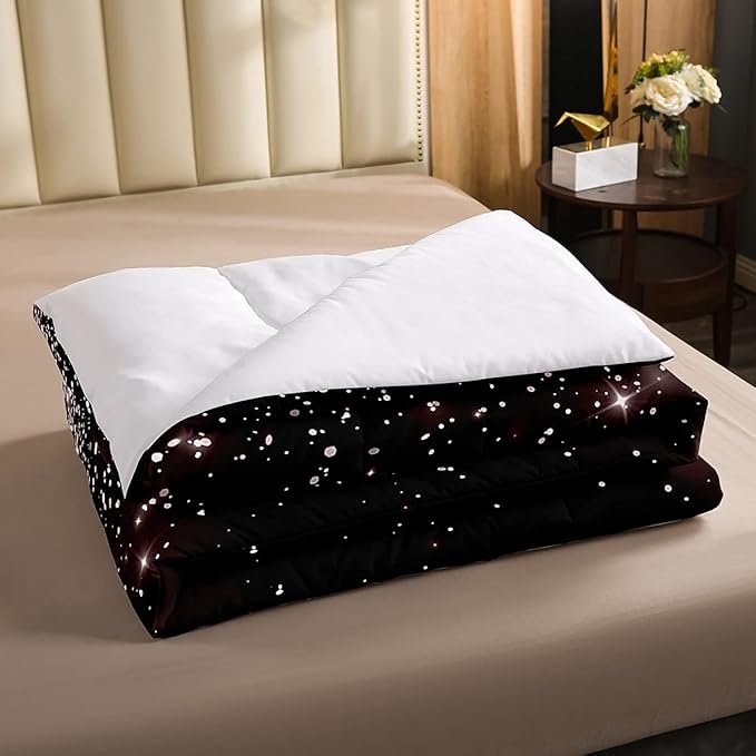 Erosebridal Eiffel Tower Comforter Set Twin Size, Paris France Duvet Sets for Kids Teens Adult Women Bedroom Decor Starry Sky Bling Bedding Set City Building Quilted Duvet with 1 Pillow Case - LeafyLoom