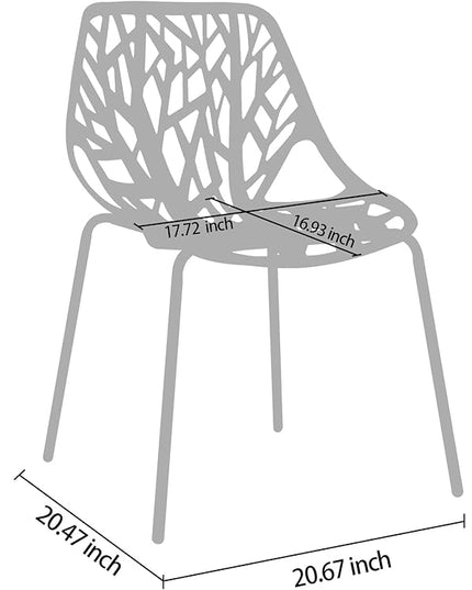 CangLong Modern Mid Century Plastic Shell Hollow Out Chair with Matal Legs for Living, Bedroom, Kitchen, Dining, Waiting Room,Set of 4, Blue - LeafyLoom