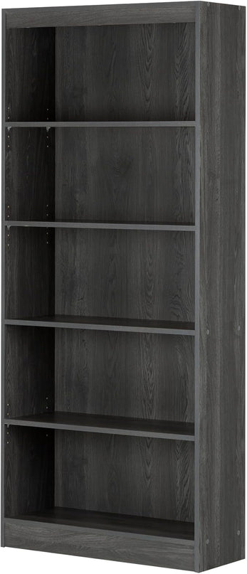 South Shore Axess 5-Shelf Bookcase - Gray Oak - LeafyLoom