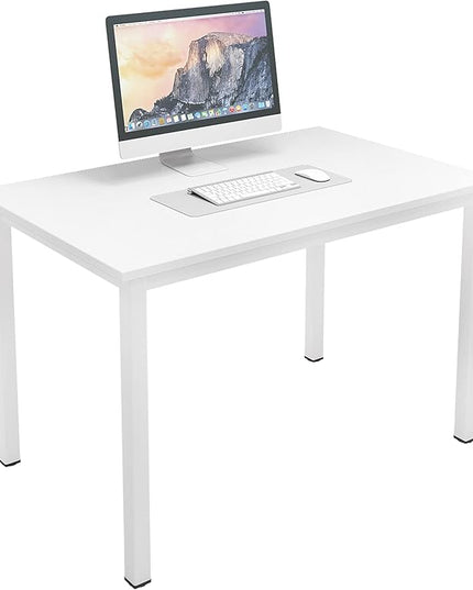 sogesfurniture 39.3 inches Office Desk Computer Desk Gaming Desk Computer Table Sturdy Writing Workstation for Home Office, White - LeafyLoom