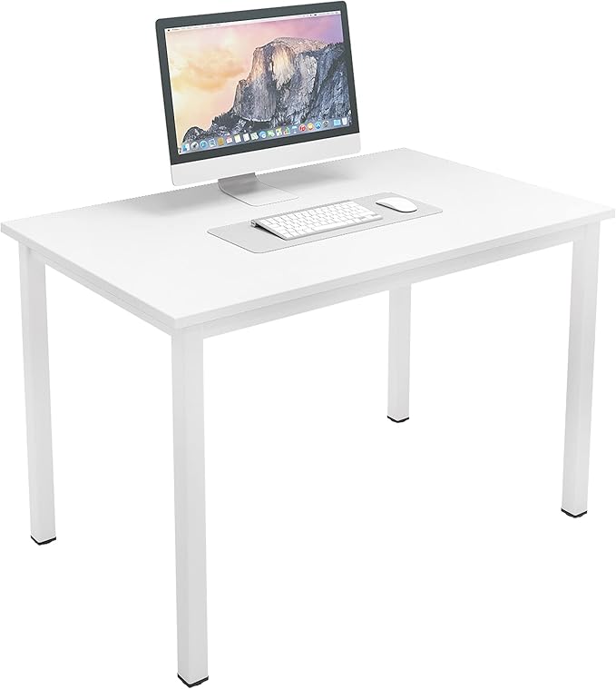 sogesfurniture 39.3 inches Office Desk Computer Desk Gaming Desk Computer Table Sturdy Writing Workstation for Home Office, White - LeafyLoom