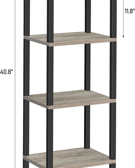 TUTOTAK Bookshelf, 4-Tier Tall Book Shelf, Narrow Bookcase for Small Space, DIY Stackable Bookshelf, for Living Room, Office, Study, Entryway, Industrial, Greige and Black BS01BG004 - LeafyLoom