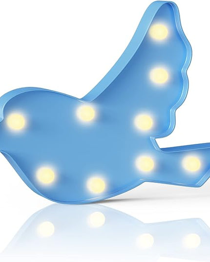 Blue Bird Decor, Battery Powered Bird Night Light for Kids, Pink Party Decorations, Baby Night Light for Bedroom, Toddler Night Lights, Girls Room Decor - LeafyLoom