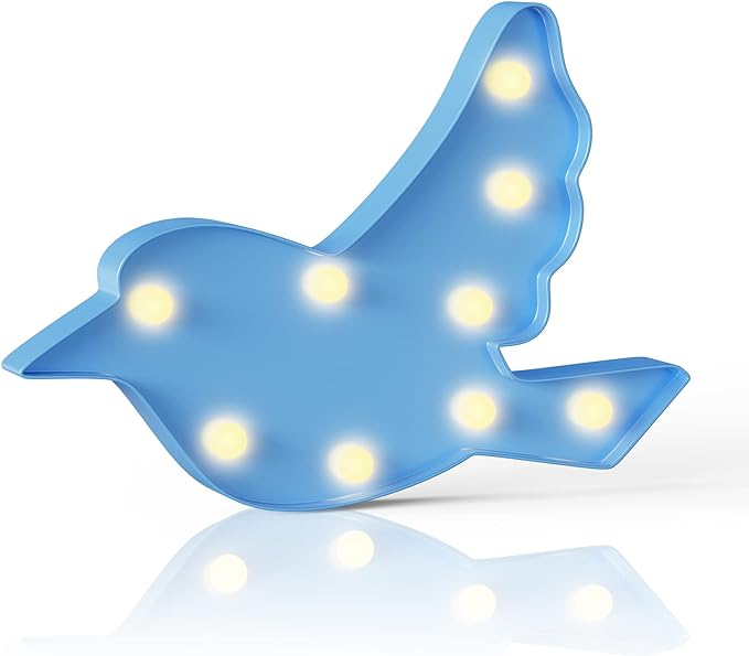Blue Bird Decor, Battery Powered Bird Night Light for Kids, Pink Party Decorations, Baby Night Light for Bedroom, Toddler Night Lights, Girls Room Decor - LeafyLoom