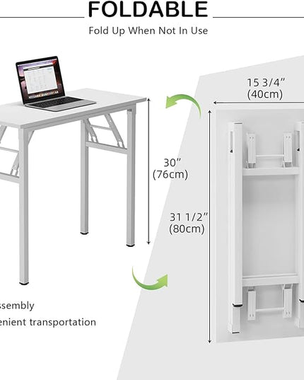 Need Small Desk 31 1/2" No Assembly Foldable Writing Table,Sturdy and Heavy Duty Folding Computer Desks for Small Space/Home Office/Dormitory AC5DW(80 * 40) - LeafyLoom