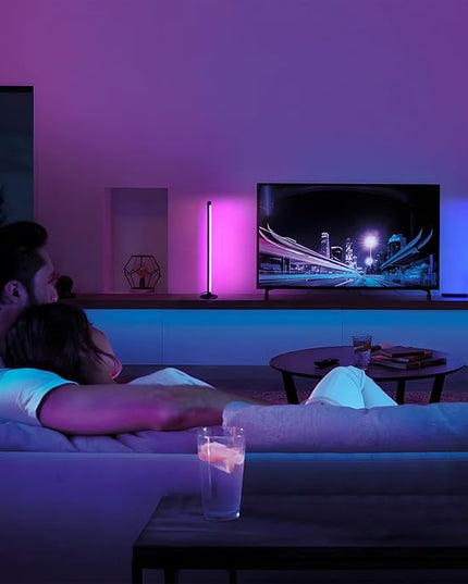 Corner Floor Lamp Smart RGB Color Changing Corner Lamp, Modern LED Bedside Lamps with Wi-Fi App Control, 64+ Scene, DIY Modes, Music Sync, Standing Lamp Suitable for Bedroom, Living Room - LeafyLoom