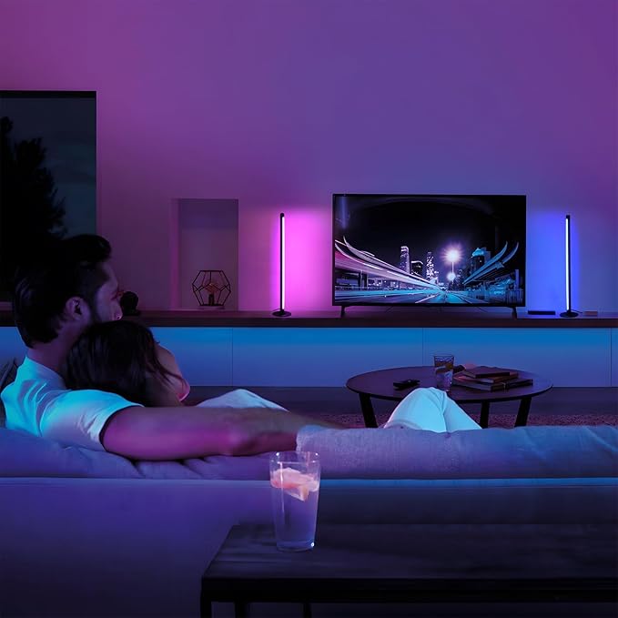 Corner Floor Lamp Smart RGB Color Changing Corner Lamp, Modern LED Bedside Lamps with Wi-Fi App Control, 64+ Scene, DIY Modes, Music Sync, Standing Lamp Suitable for Bedroom, Living Room - LeafyLoom