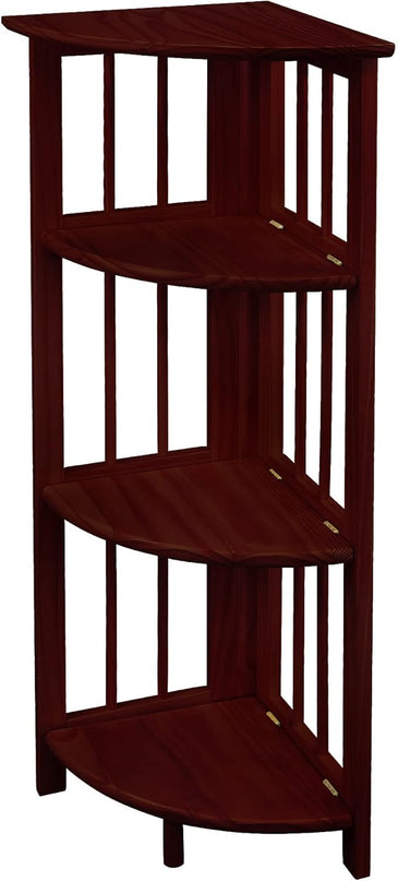 Casual Home 100% Solid Wood Bookcase Freestanding Corner Shelf Display Stand Storage for Home Office, Bedroom, Living Room, 38.75"H, Truffle Brown - LeafyLoom