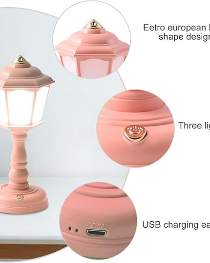Mini Desk lamp Vintage, LED Desk Lamp Dimmable Table Lamp Reading Lamp with USB Charging Port, Sensitive Control, Eye-Caring Office Lamp,Very beautiful decorative desk lamp (Pink) - LeafyLoom