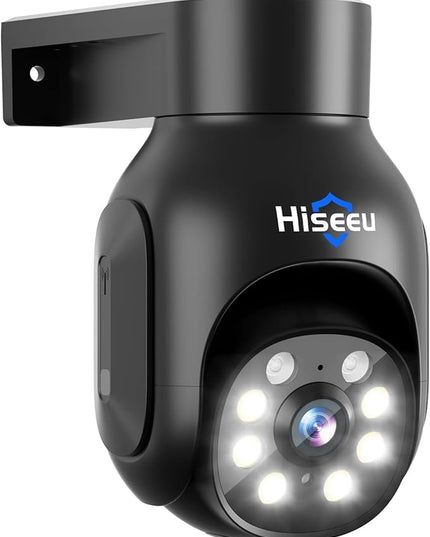 Hiseeu Security Camera Wireless Outdoor, 5MP Color Night Vision WiFi Surveillance Camera Pan/Tilt with Motion Detection/Siren/Light Alarm, 2-Way Audio, IP66 Weatherproof, Work with Echo Show Black Hiseeu
