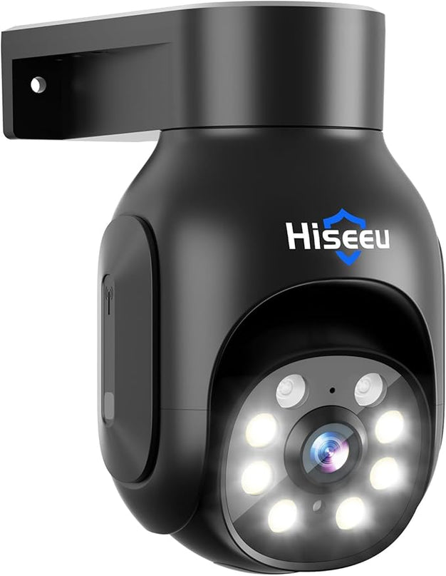 Hiseeu Security Camera Wireless Outdoor, 5MP Color Night Vision WiFi Surveillance Camera Pan/Tilt with Motion Detection/Siren/Light Alarm, 2-Way Audio, IP66 Weatherproof, Work with Echo Show Black Hiseeu