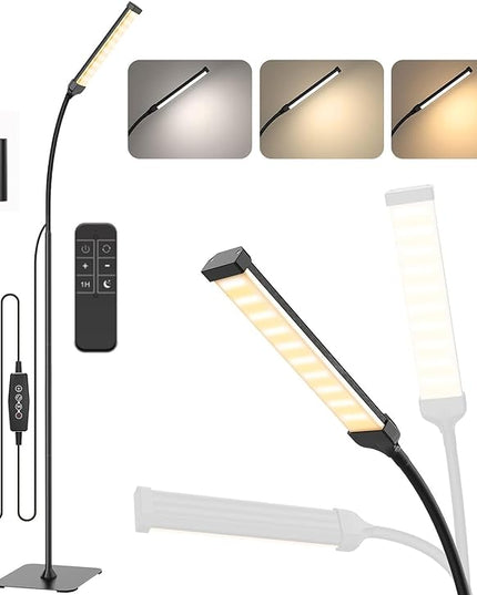 LED Floor Lamp with Remote Control, Reading Lamps Floor Standing [USB Plug with Adapter] LED Floor Light with 120 LEDs with 3 Color Temperature 3000K 4500K 6000K & 5 Levels of Brightness - LeafyLoom