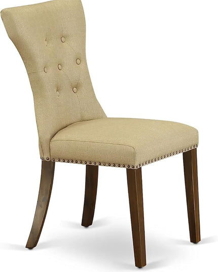 East West Furniture ANGA5-AWA-03 Antique 5 Piece Set for Small Spaces Consist of a Round Dining Room Table with Pedestal and 4 Parson Kitchen Chairs - LeafyLoom