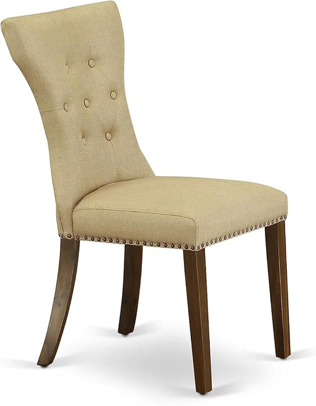 East West Furniture ANGA3-AWA-03 3 Piece Set Contains a Round Dining Room Table with Pedestal and 2 Upholstered Chairs - LeafyLoom