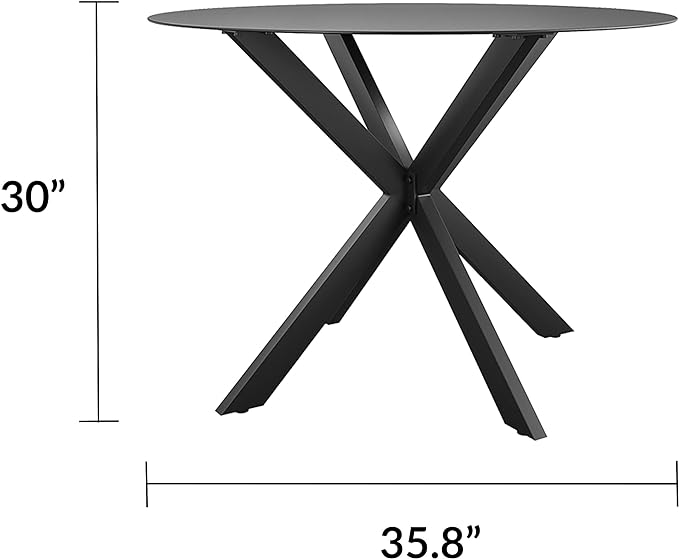 CosmoLiving by Cosmopolitan 88289BGYE Circi Collection Dining Table with Glass Top, Charcoal - LeafyLoom