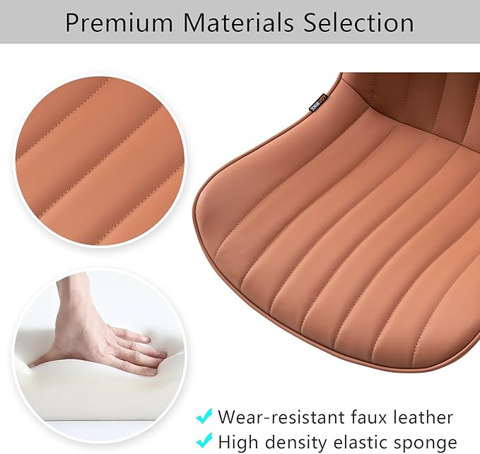 YOUNIKE Pink Office Chair Armless, PU Leather Computer Task Chair, Cute Swivel Adjustable Home Desk Chair, Small Vanity Chiar with Wheels Mid Backrest 300LBS - LeafyLoom